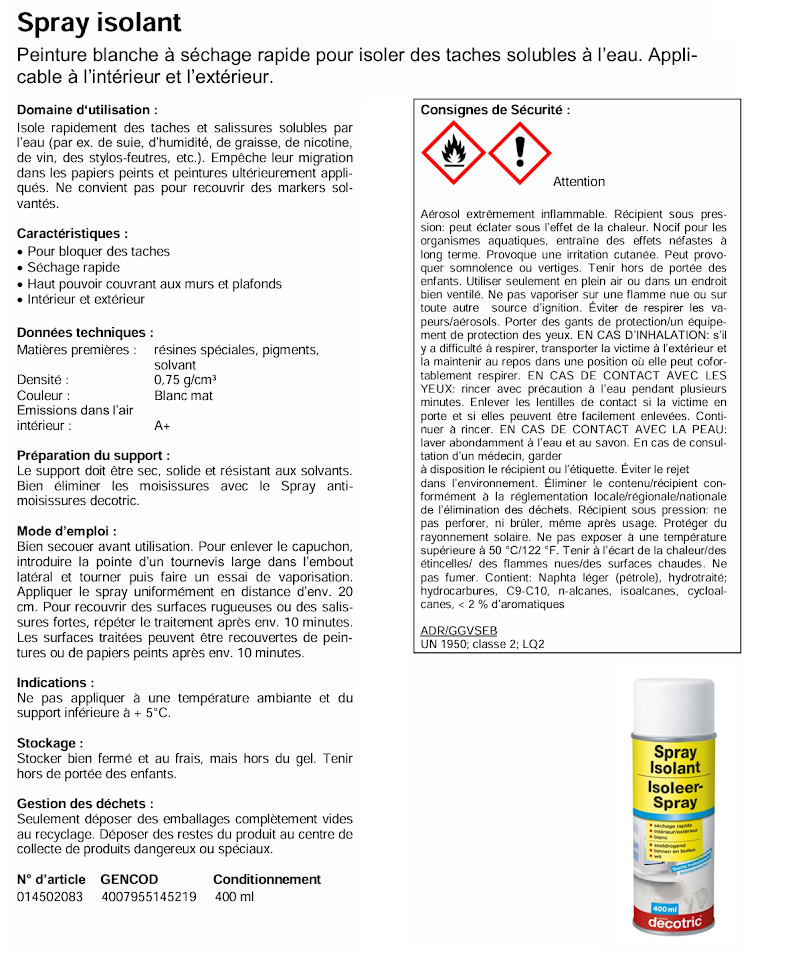 Aerosol - quick-drying white paint - 400ml