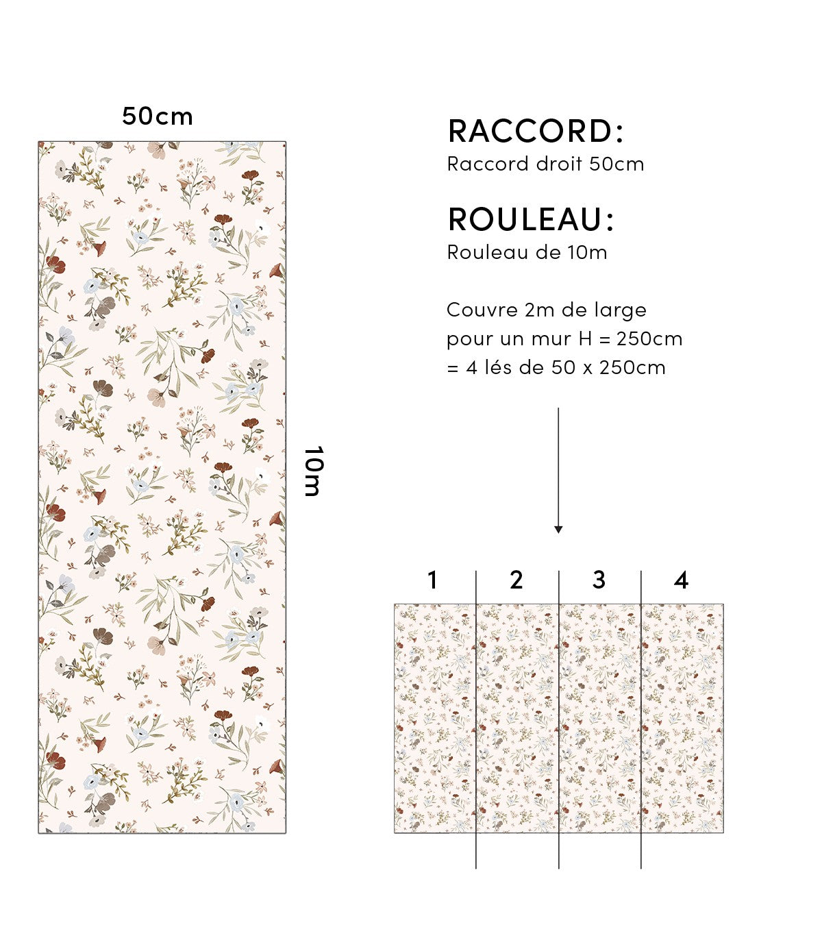 LILYDALE - Papier peint enfant - Motif floral doux et délicat