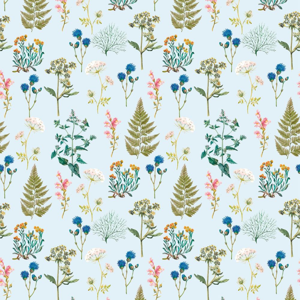 Algo "Royal Botany" Wallpaper - 5 strips - watercolor sky blue